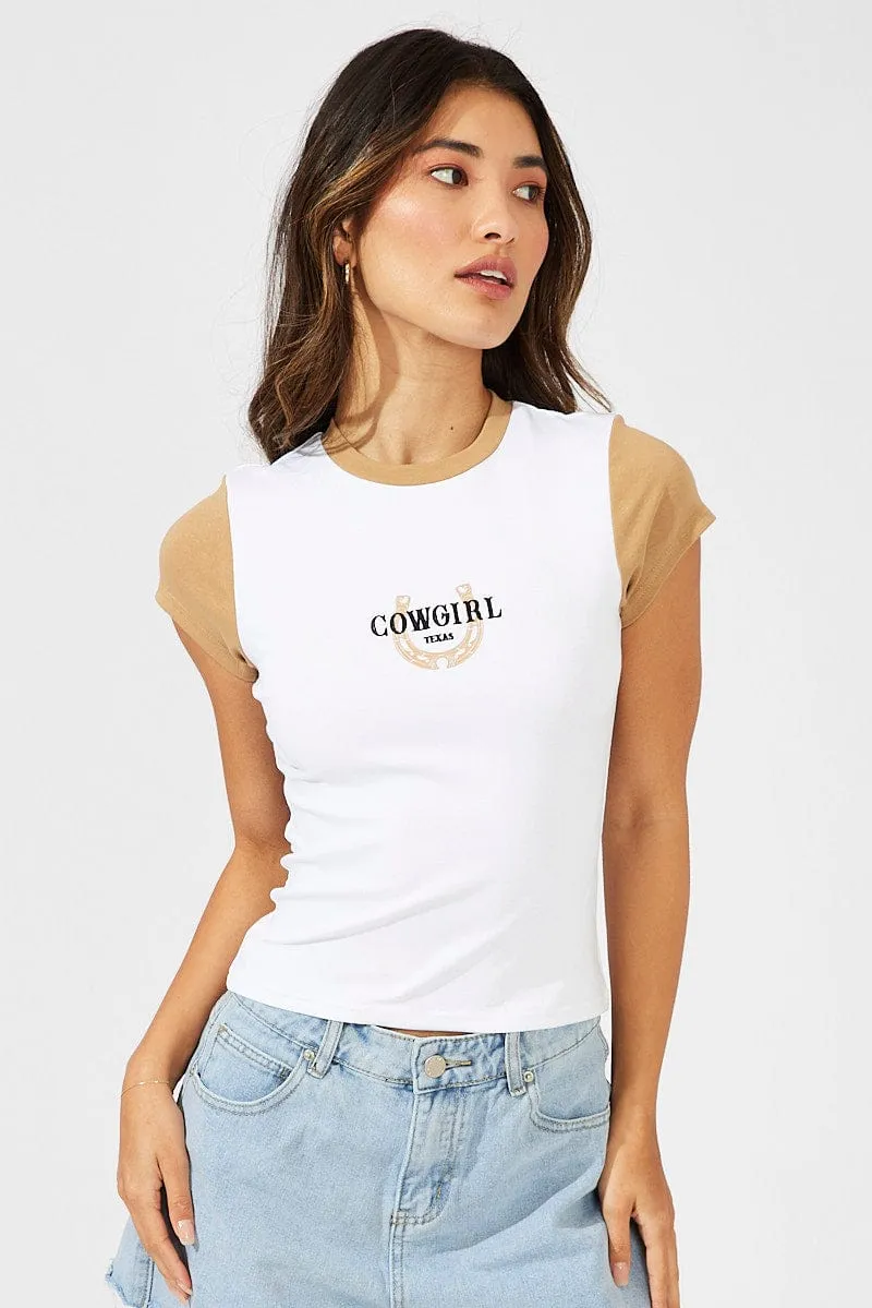 Brown Graphic Tee Short Sleeve Stylish and Relaxed