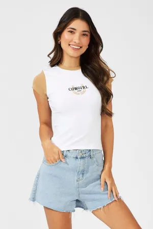 Slim Fit Design Fuzz Free Surface Brown Graphic Tee Short Sleeve