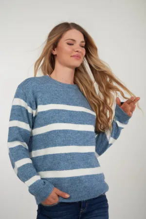 All-Day Knitwear Snuggly Design Chandail ray?? ?? col rond - MAGGY - (E-B5)