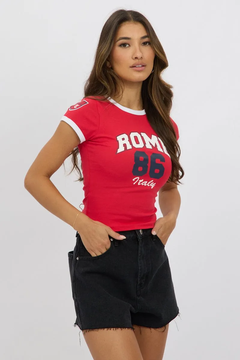 Red Graphic Tee Short Sleeve outdoor concert