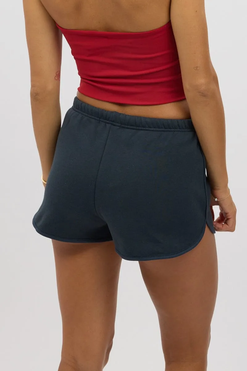 Blue Track Shorts Low Rise soccer shorts