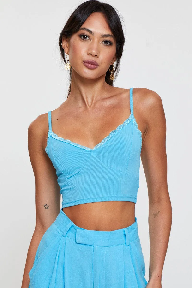 Blue Crop Top Lace ComfortStretch