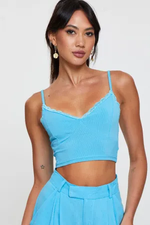 Blue Crop Top Lace Chic Fit
