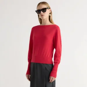 Cozy Comfort Comfy Knitwear Hanli Cotton-Silk Boat-Neck Sweater
