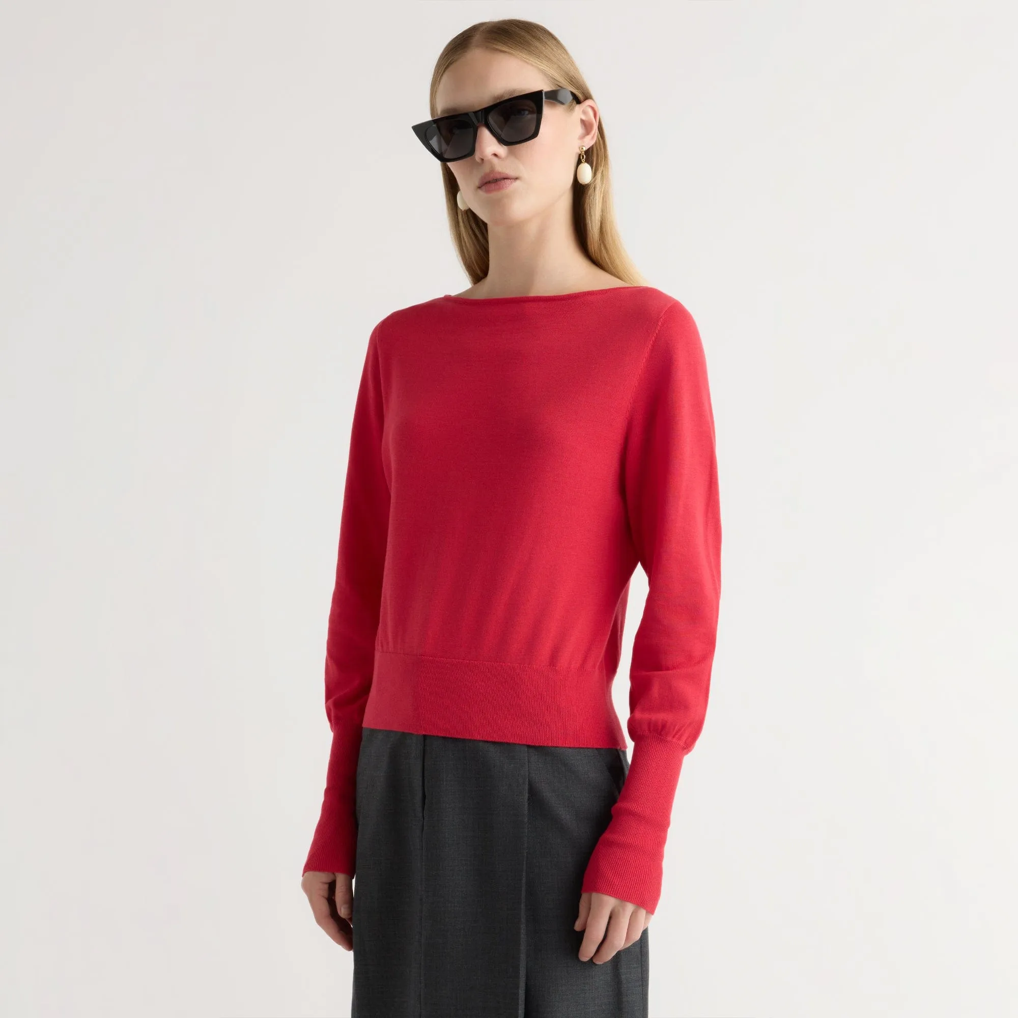 Cozy Comfort Comfy Knitwear Hanli Cotton-Silk Boat-Neck Sweater