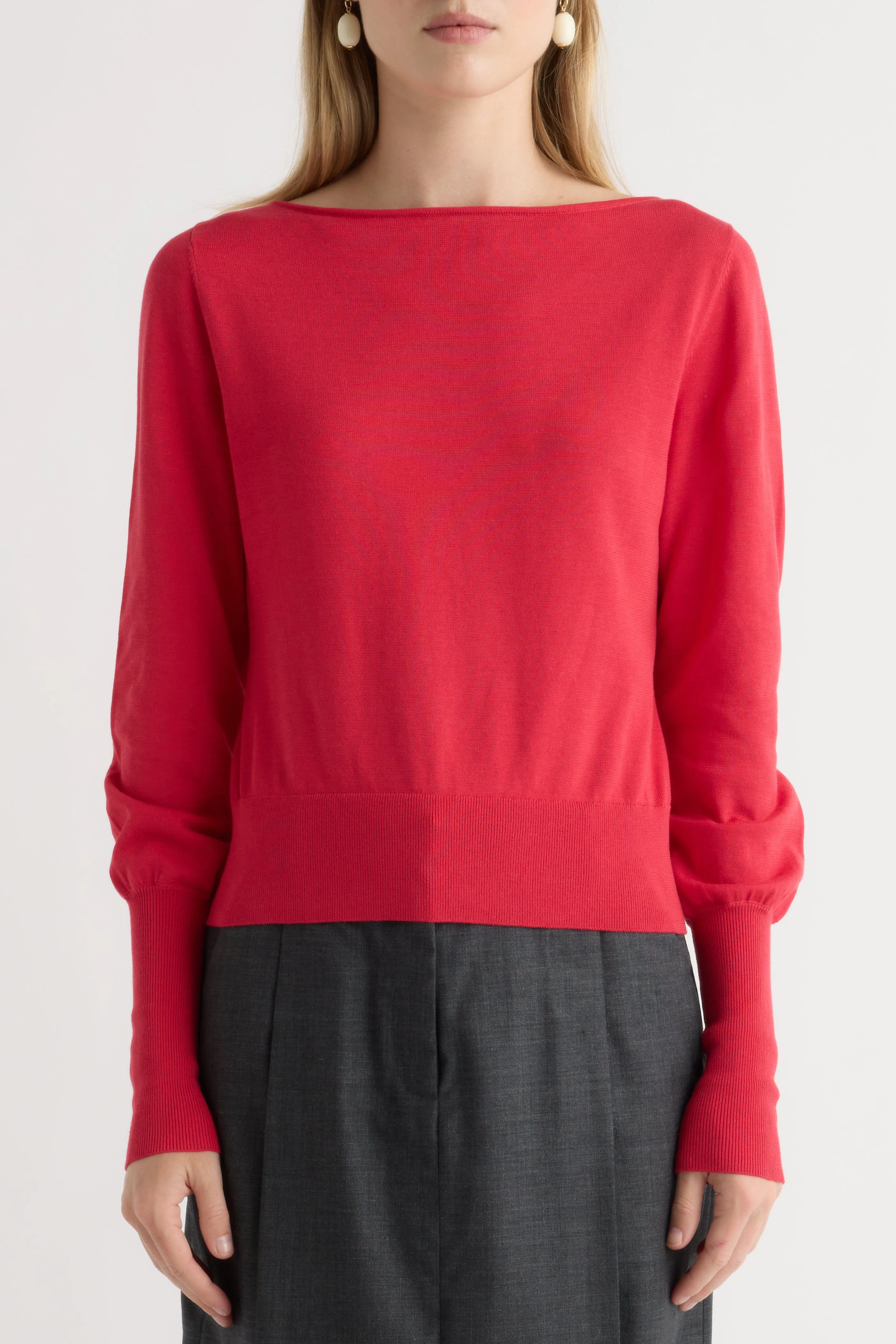 Versatile Style Hanli Cotton-Silk Boat-Neck Sweater