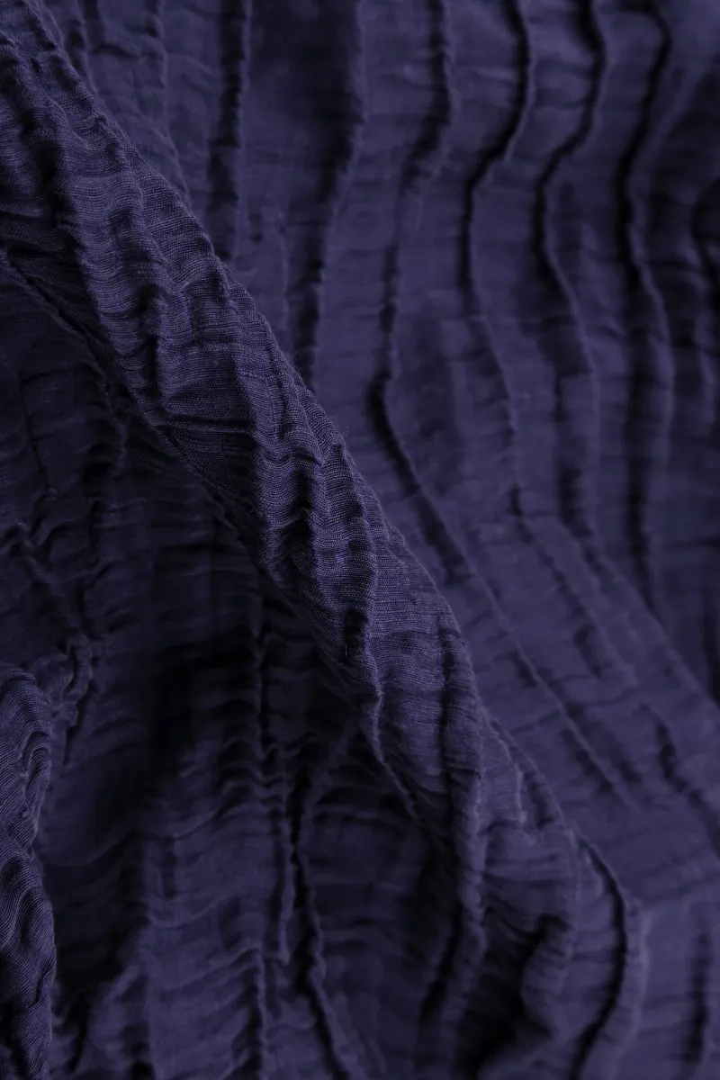 Easy Care Easy Outfit Crinkled Royal Purple Silk Linen Skirt