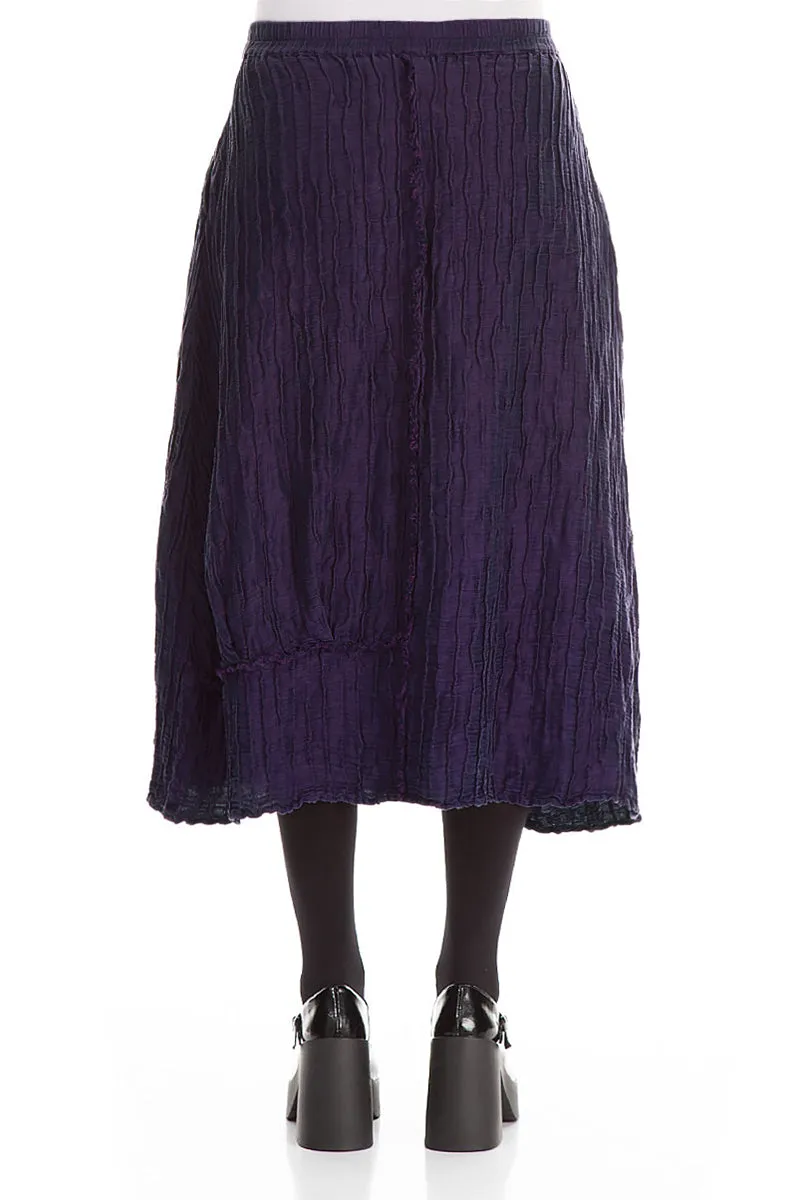 Adjustable Hem On-The-Go Outfit Crinkled Royal Purple Silk Linen Skirt