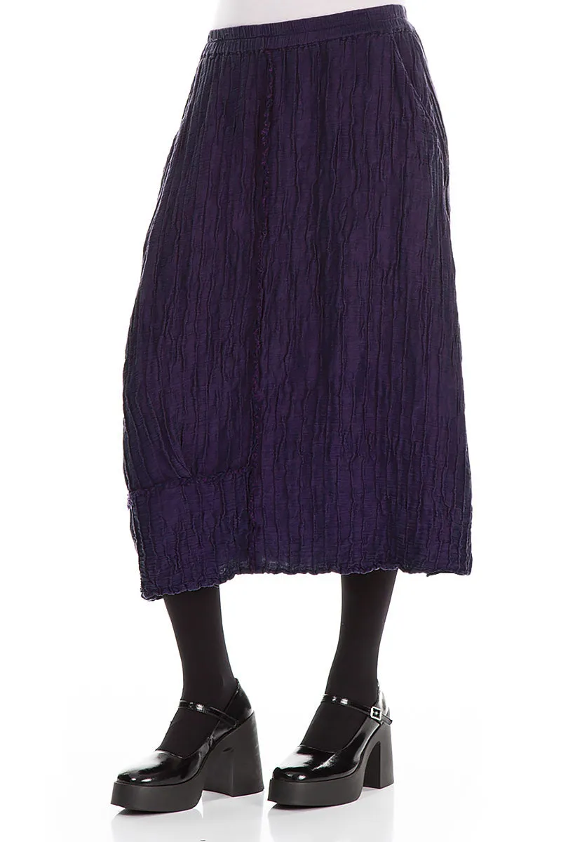 Outfit Moodset Adjustable Fastening Crinkled Royal Purple Silk Linen Skirt