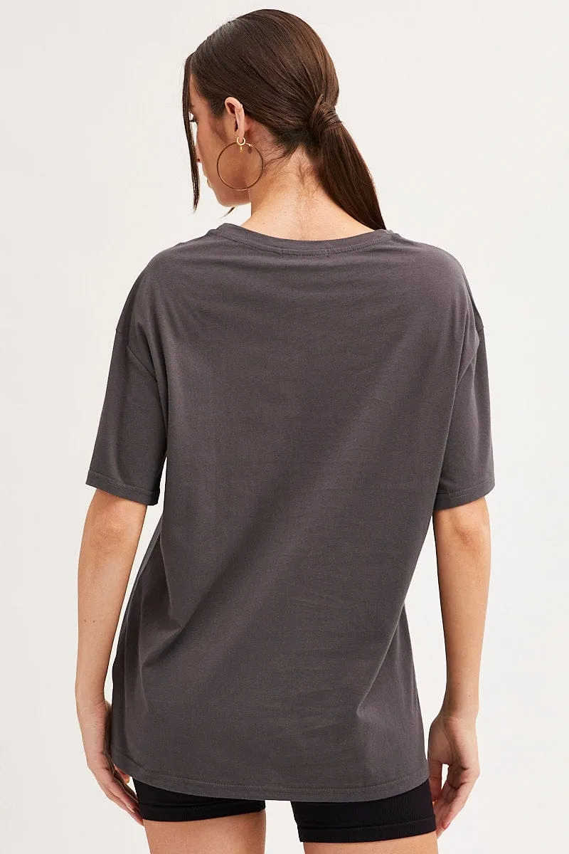 Flexible Ribbed Cuffs Black Zebra T-Shirt Crew Neck Oversized Cotton