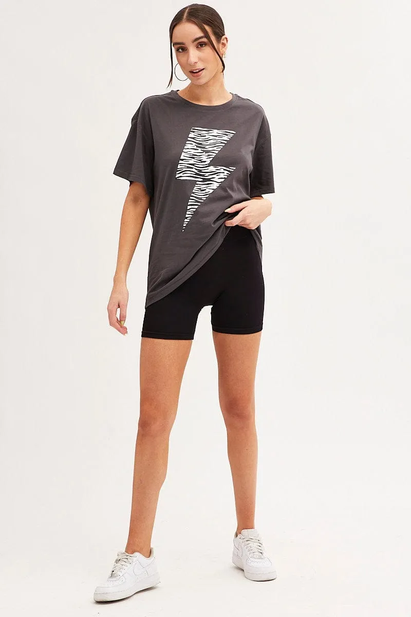 Black Zebra T-Shirt Crew Neck Oversized Cotton Everyday Wearable Outdoor Essentials