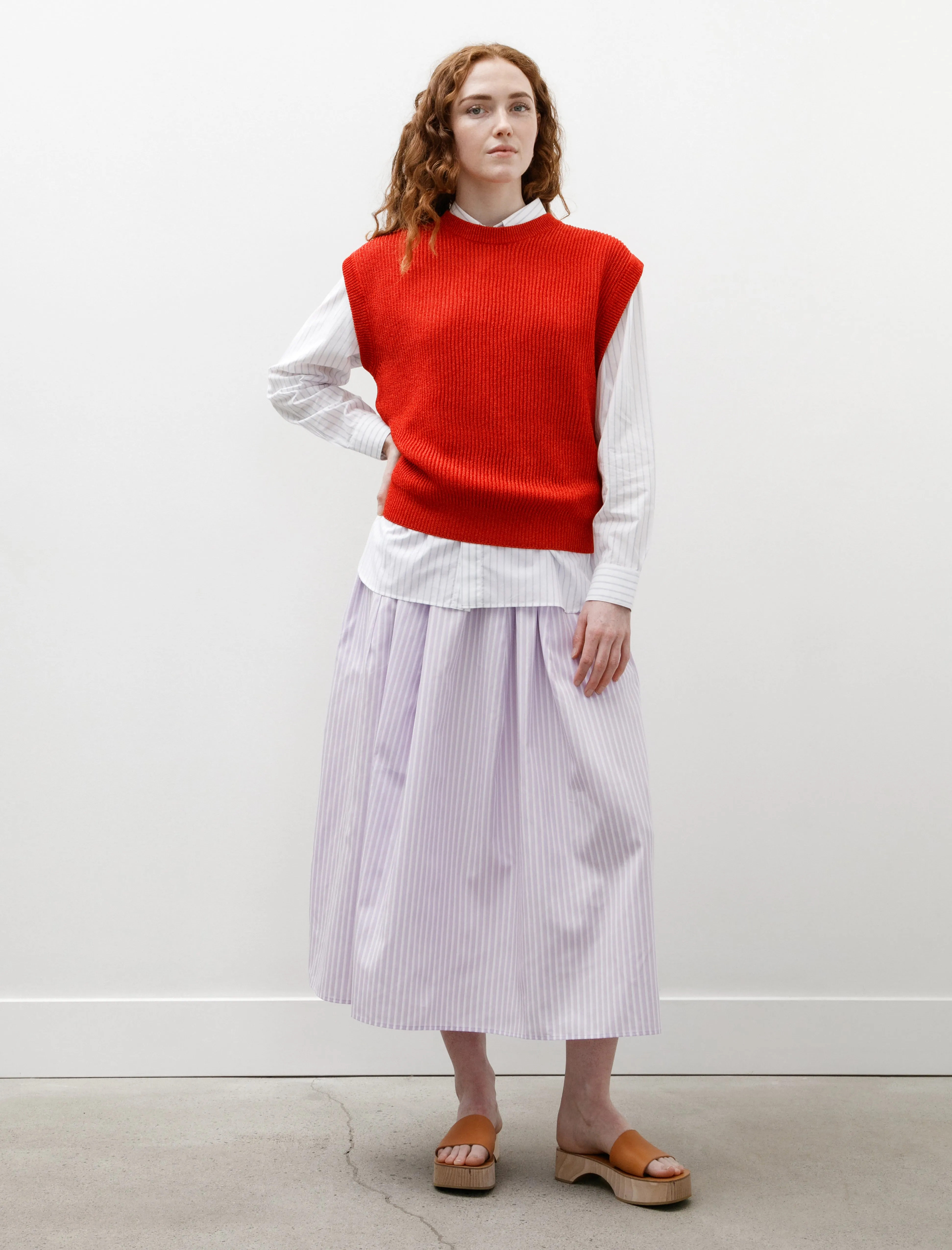 Maxi Skirt Mauve with White Stripes Transitional Wear