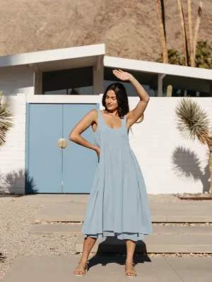 Reef View Del Monte Midi Cotton Dress Slate Blue