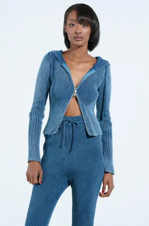 HOT GIRL ZIP UP SWEATSHIRT IN NAVY Party Ready