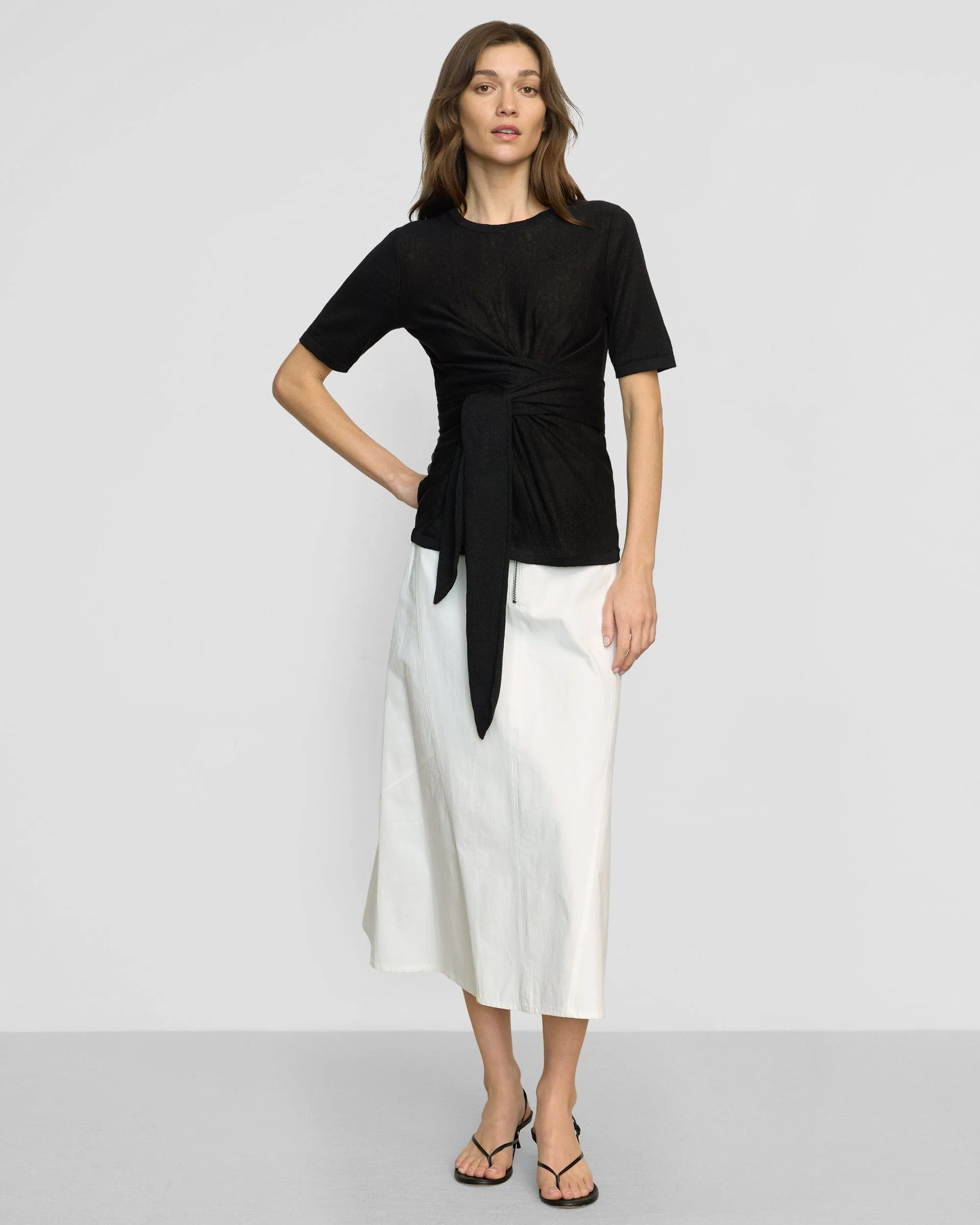 Lark Tie-Front Linen Sweater Warm and Cozy Chilly Season