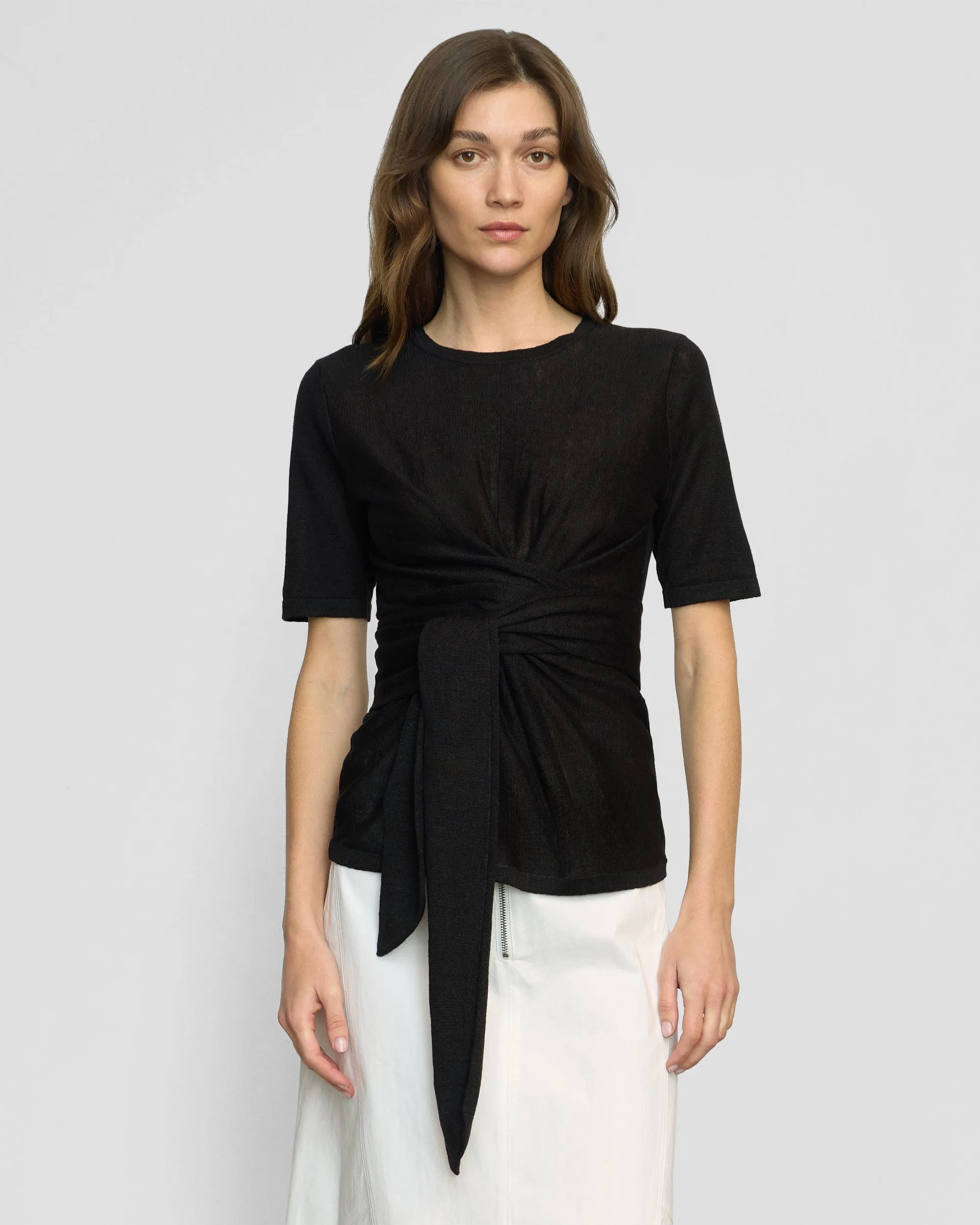 Lark Tie-Front Linen Sweater Ultimate Layering