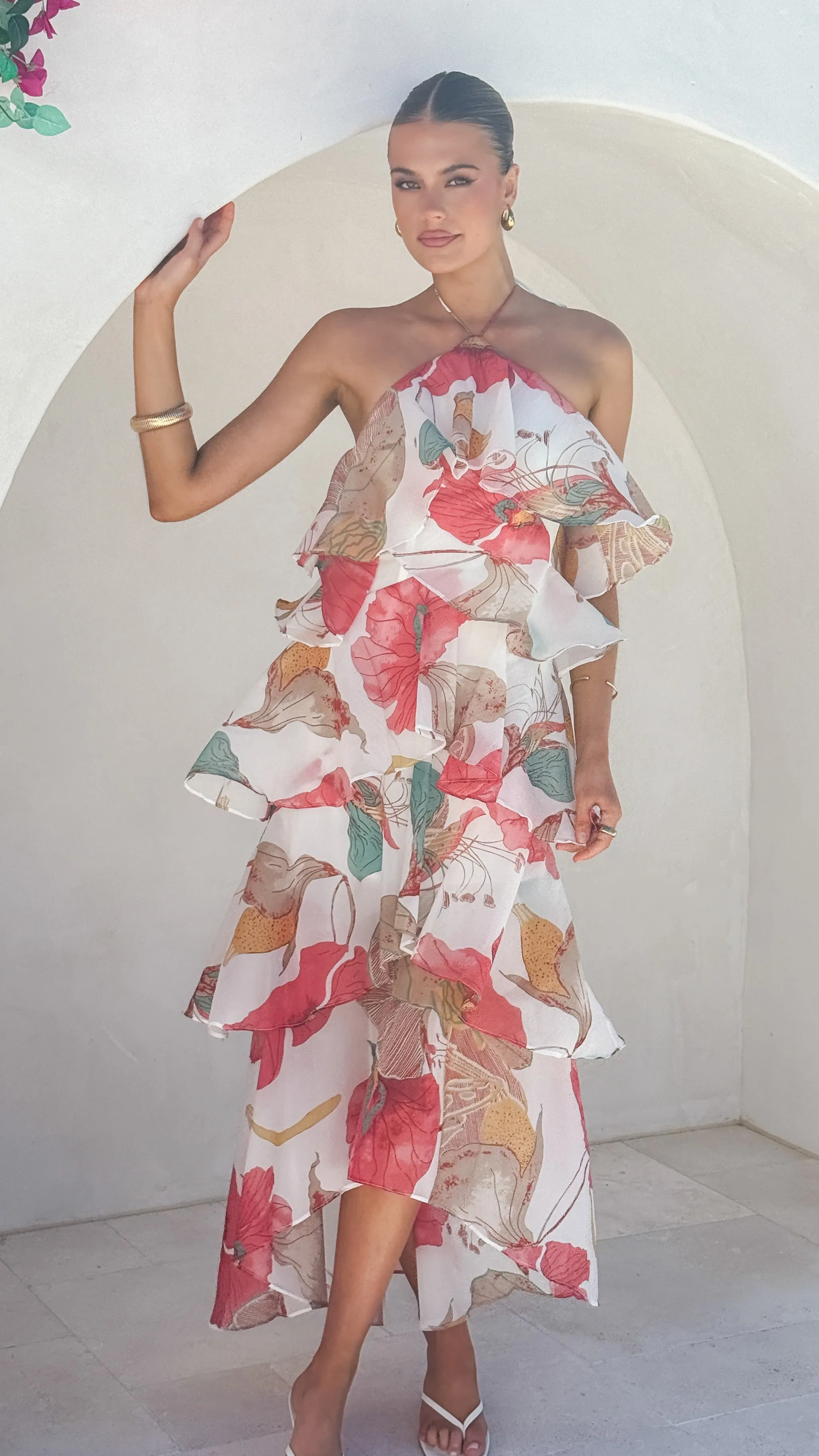 Soho Maxi Dress - Blush Lotus Short Sleeve Metro View