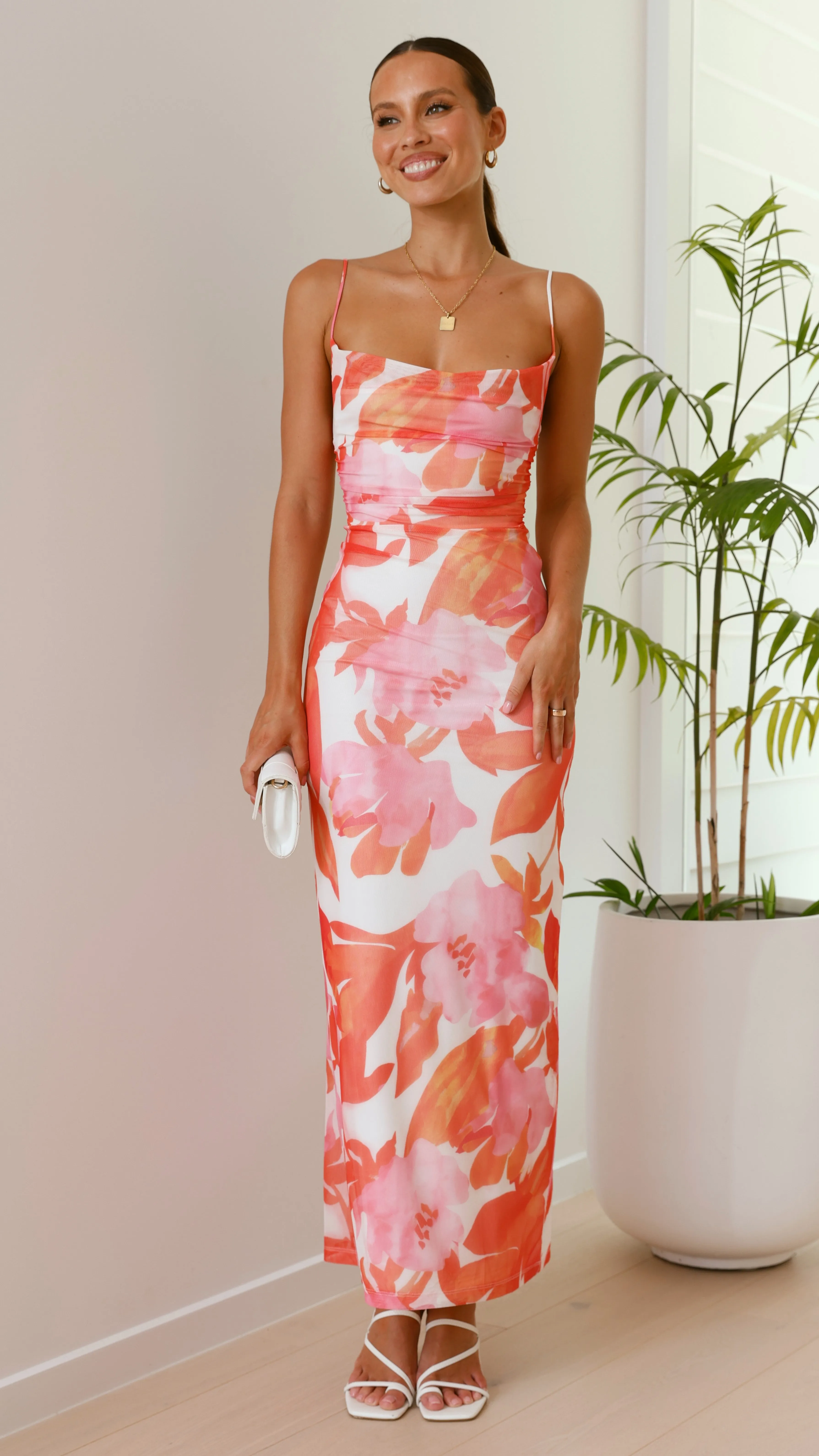 Ashley Maxi Dress - Pink/Orange Floral Global Soul