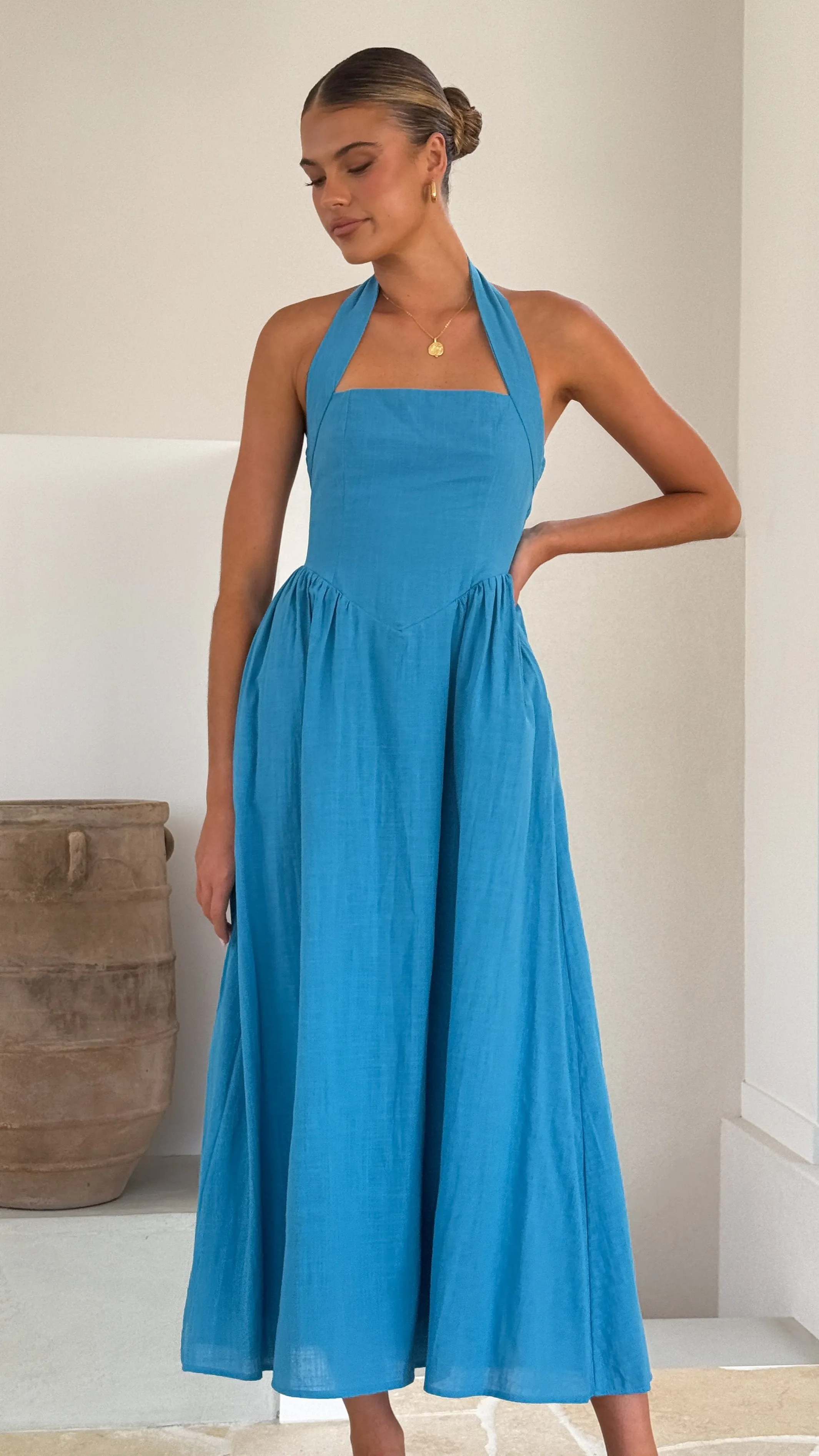 Caden Maxi Dress - Cobalt Blue Heart Glow