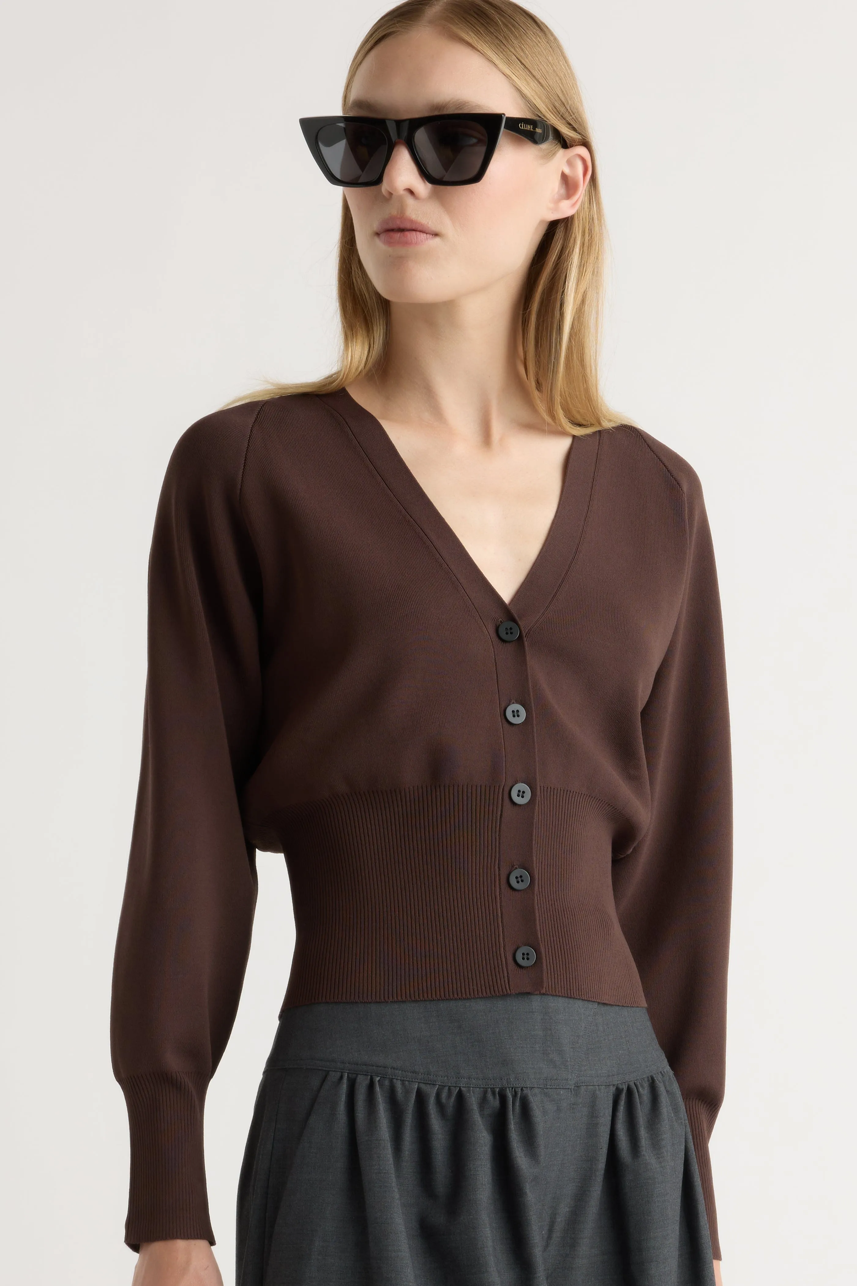 Stylish Knit Knit Design Carson Button-Front Cardigan