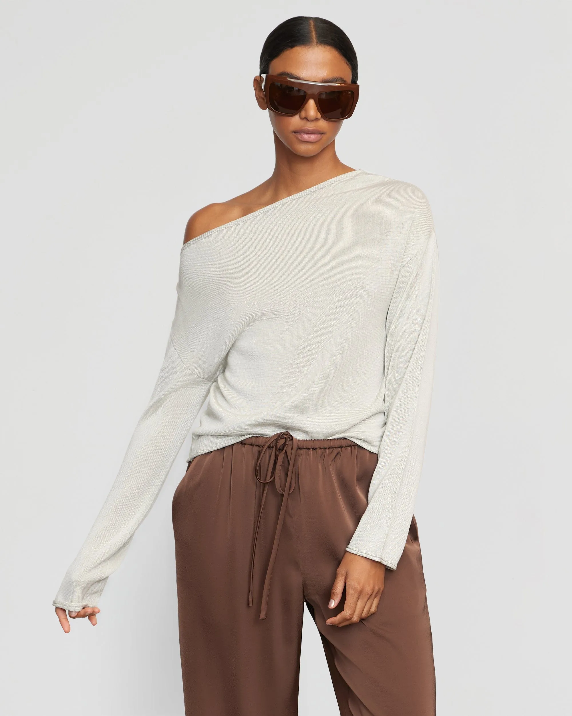 Cold Weather Look Hachi Tencel-Wool Off-Shoulder Sweater