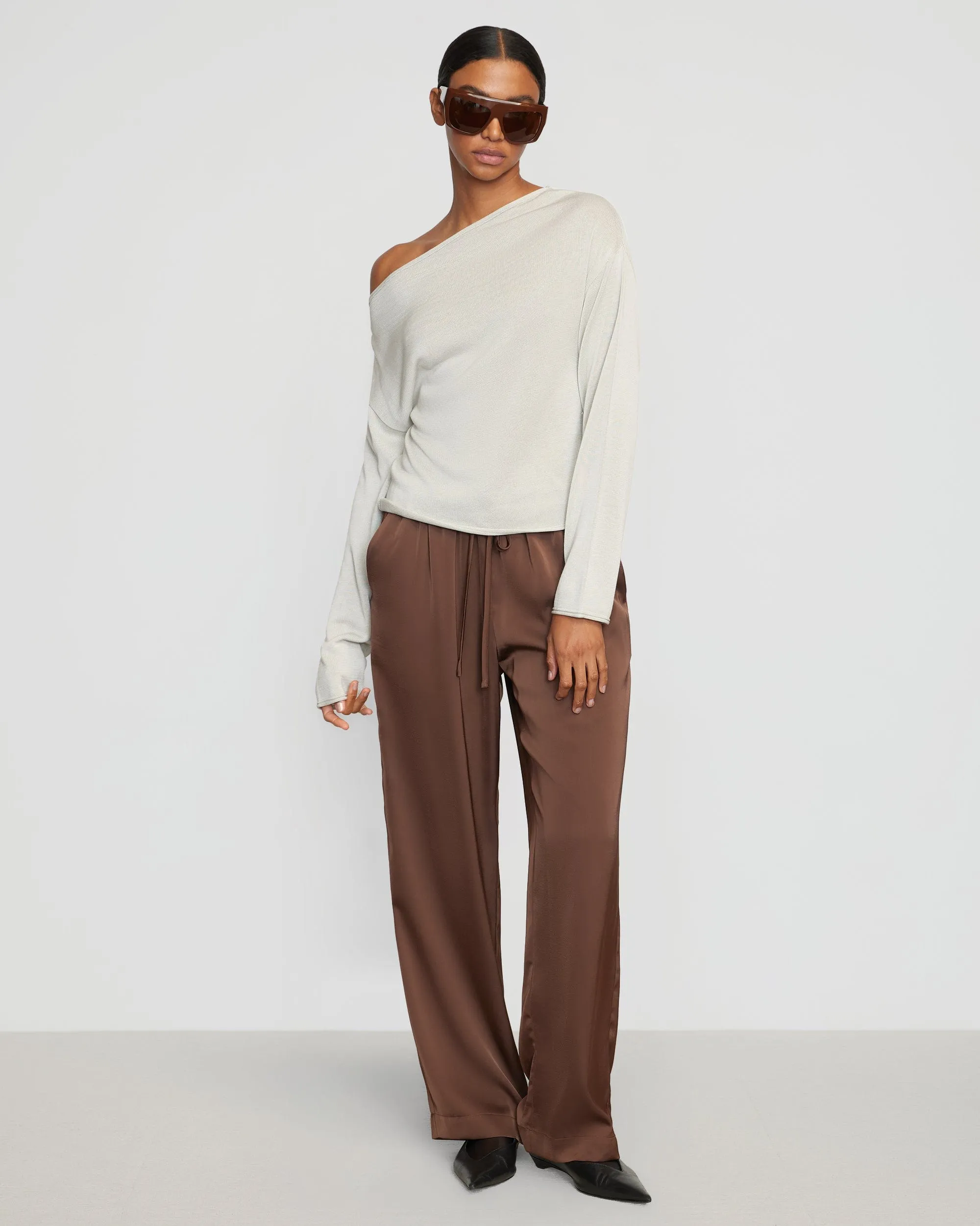 Versatile Styling Hachi Tencel-Wool Off-Shoulder Sweater