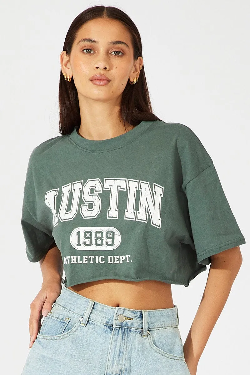 Grey Graphic Tee Short Sleeve Essential Casual