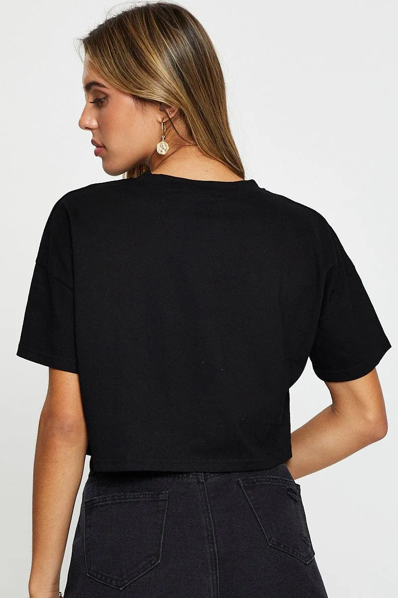 Black Graphic T Shirt Short Sleeve StretchComfortWeave Cozy Essentials
