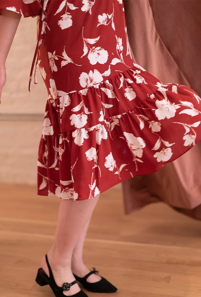 Celina Dress - Red Floral Durable Construction Warm Coat