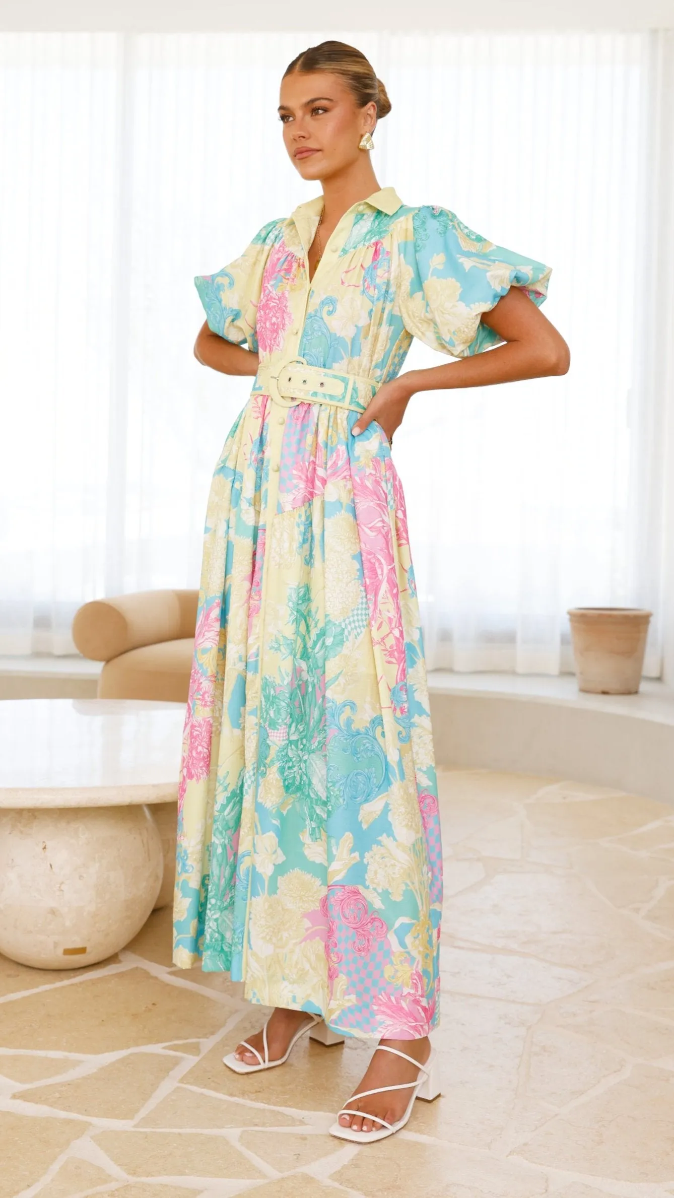 Lace Panel Dye Art Milan Maxi Dress - Sun Kissed Summer
