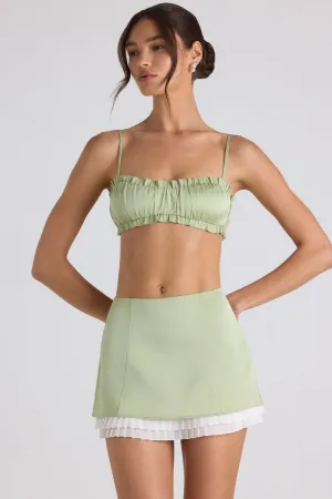 Foldable Design On-The-Go Outfit Layered Mid-Rise Mini Skirt in Spring Green