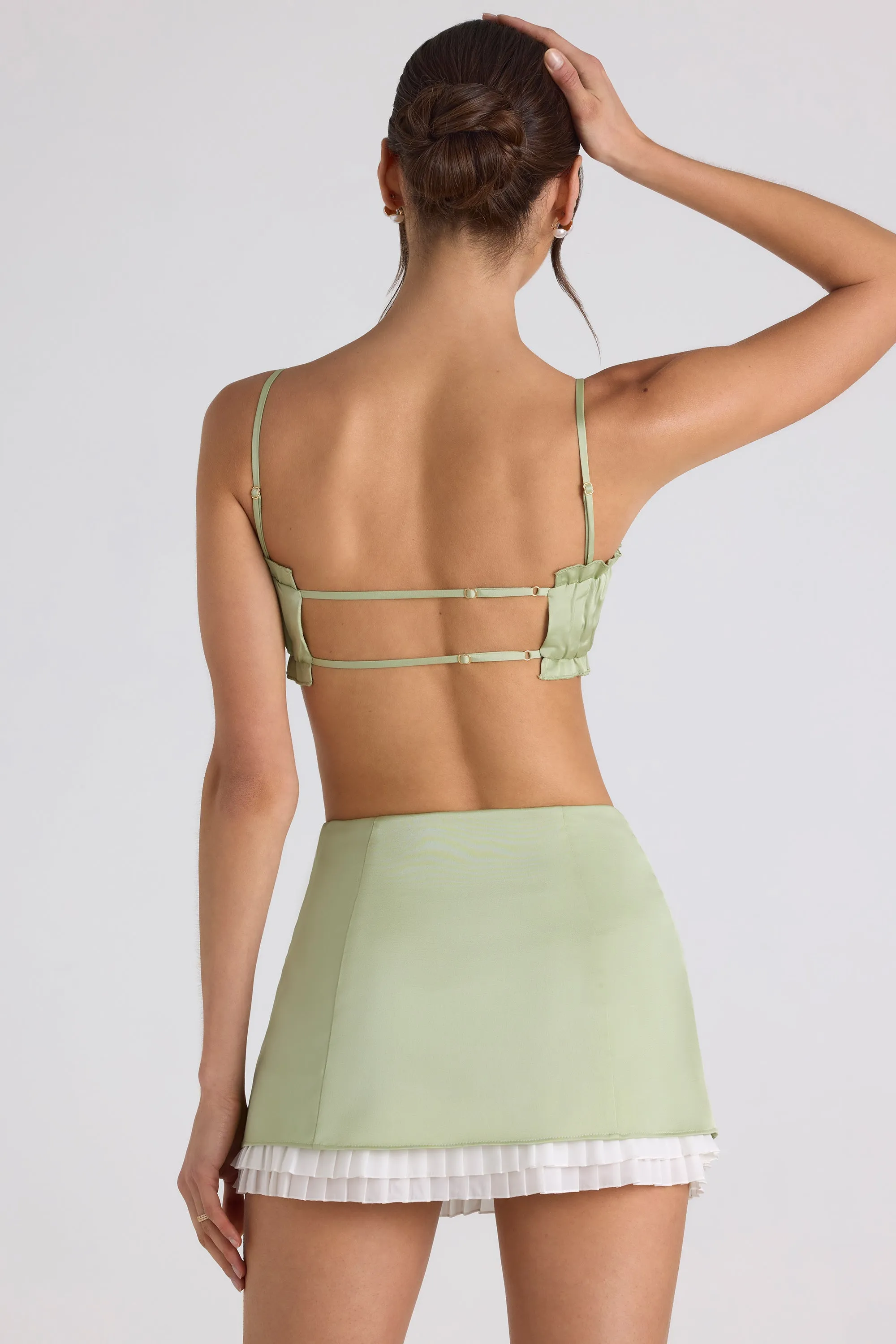 Relaxed Feel Classic Design Layered Mid-Rise Mini Skirt in Spring Green