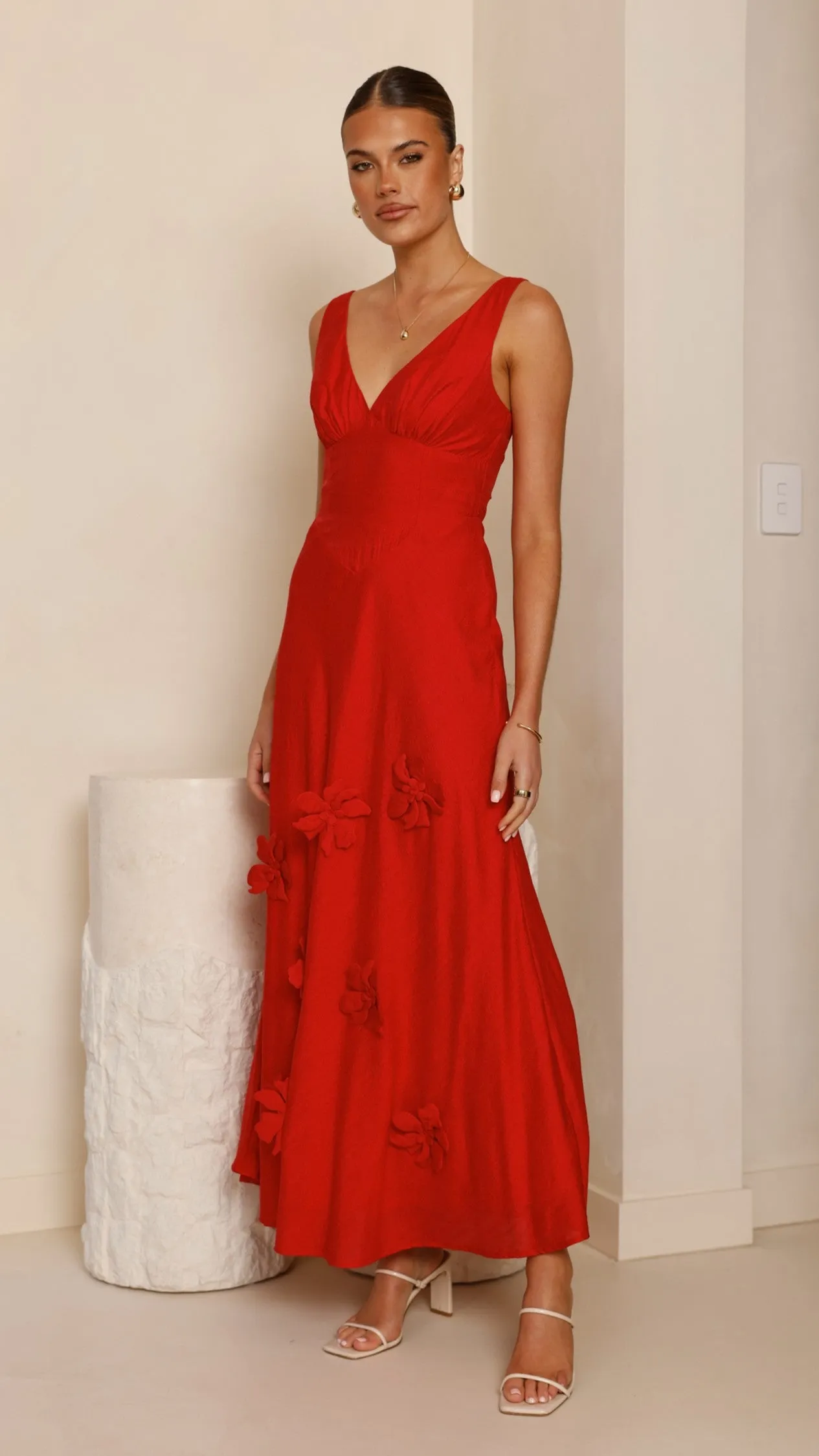 Lavara Maxi Dress - Red Bold pattern maxi Stripe Flow