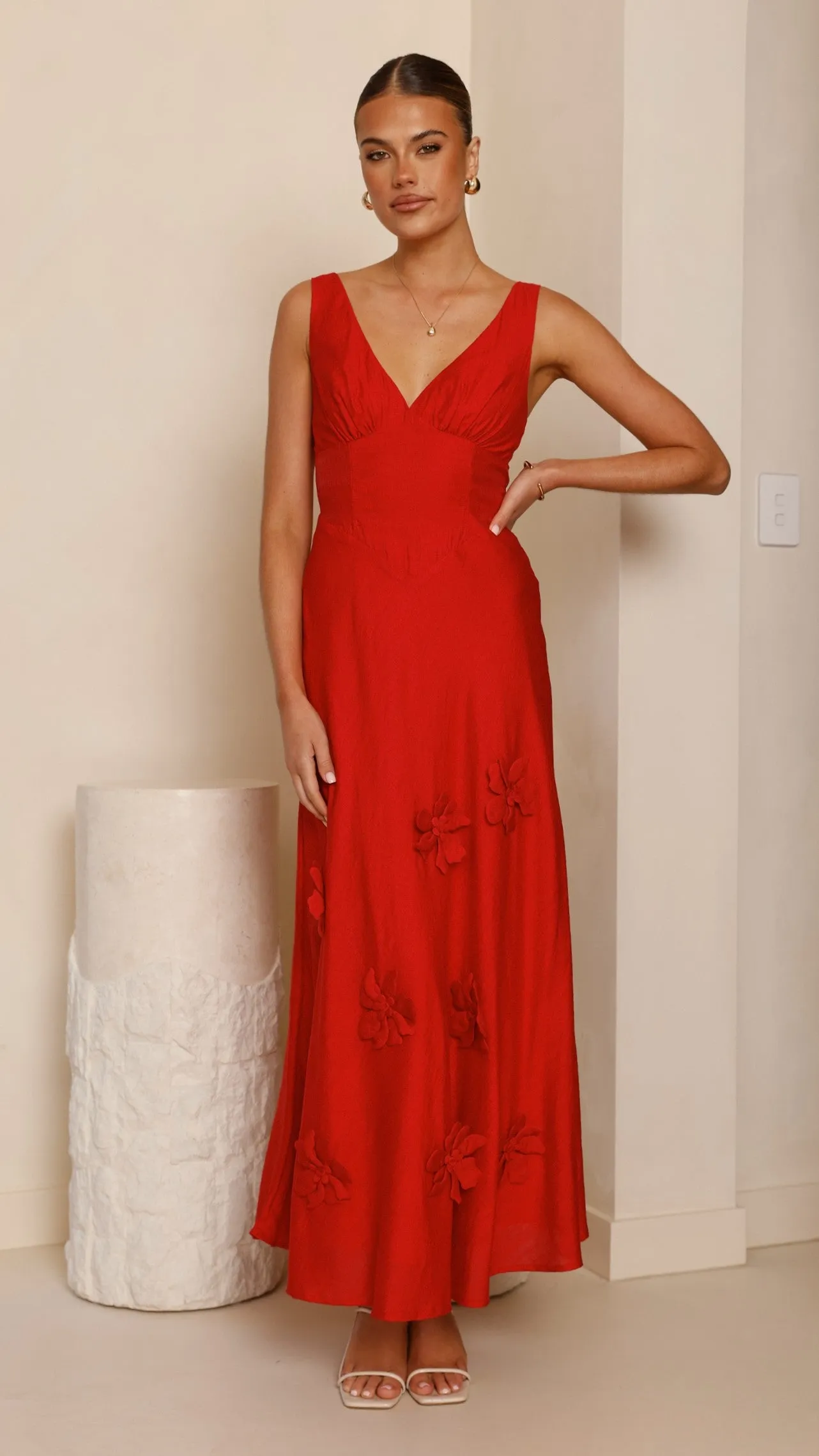 Sand Path Soft-touch maxi gown Lavara Maxi Dress - Red