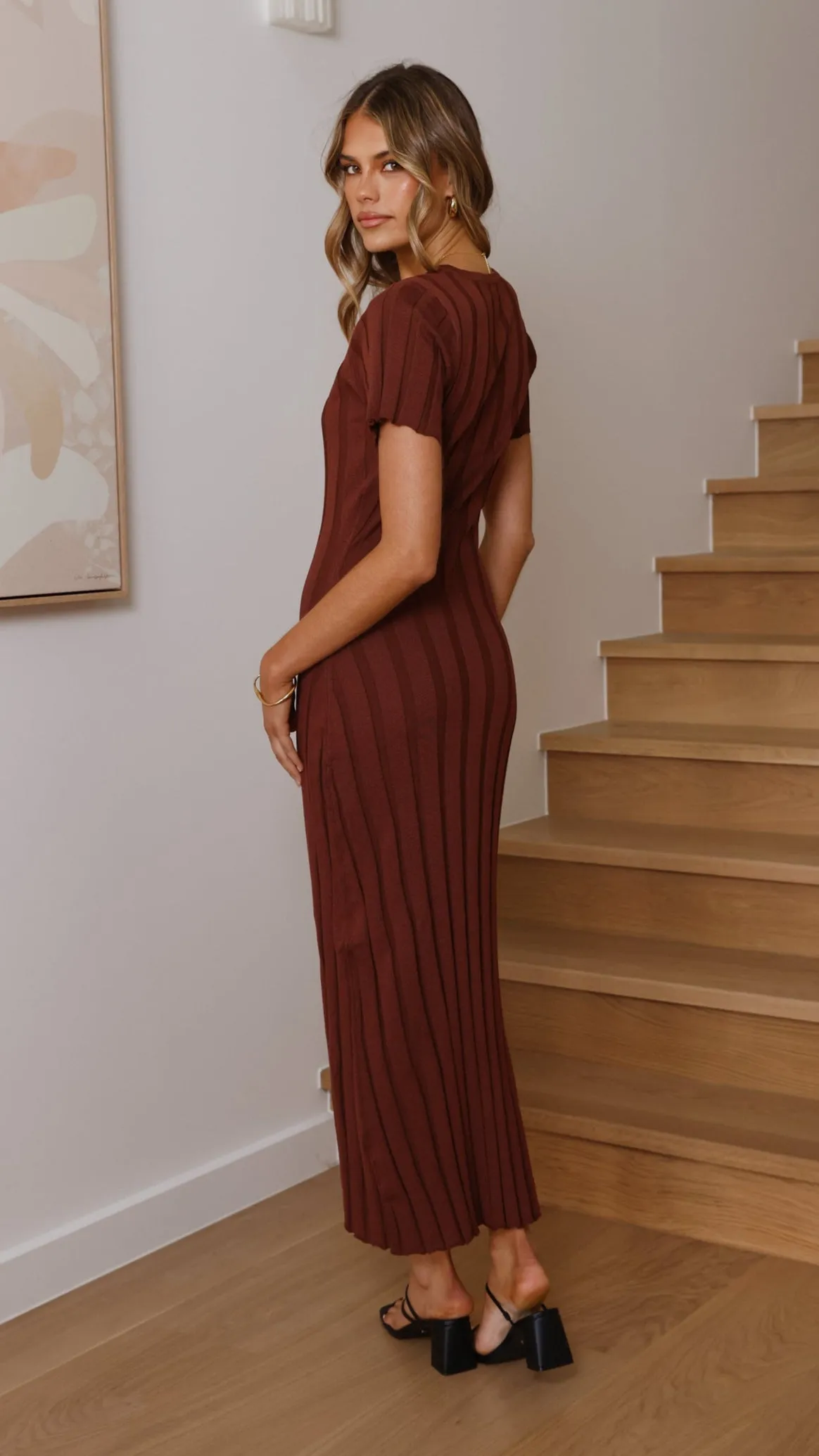 Cream Tone Mari Maxi Dress - Chocolate