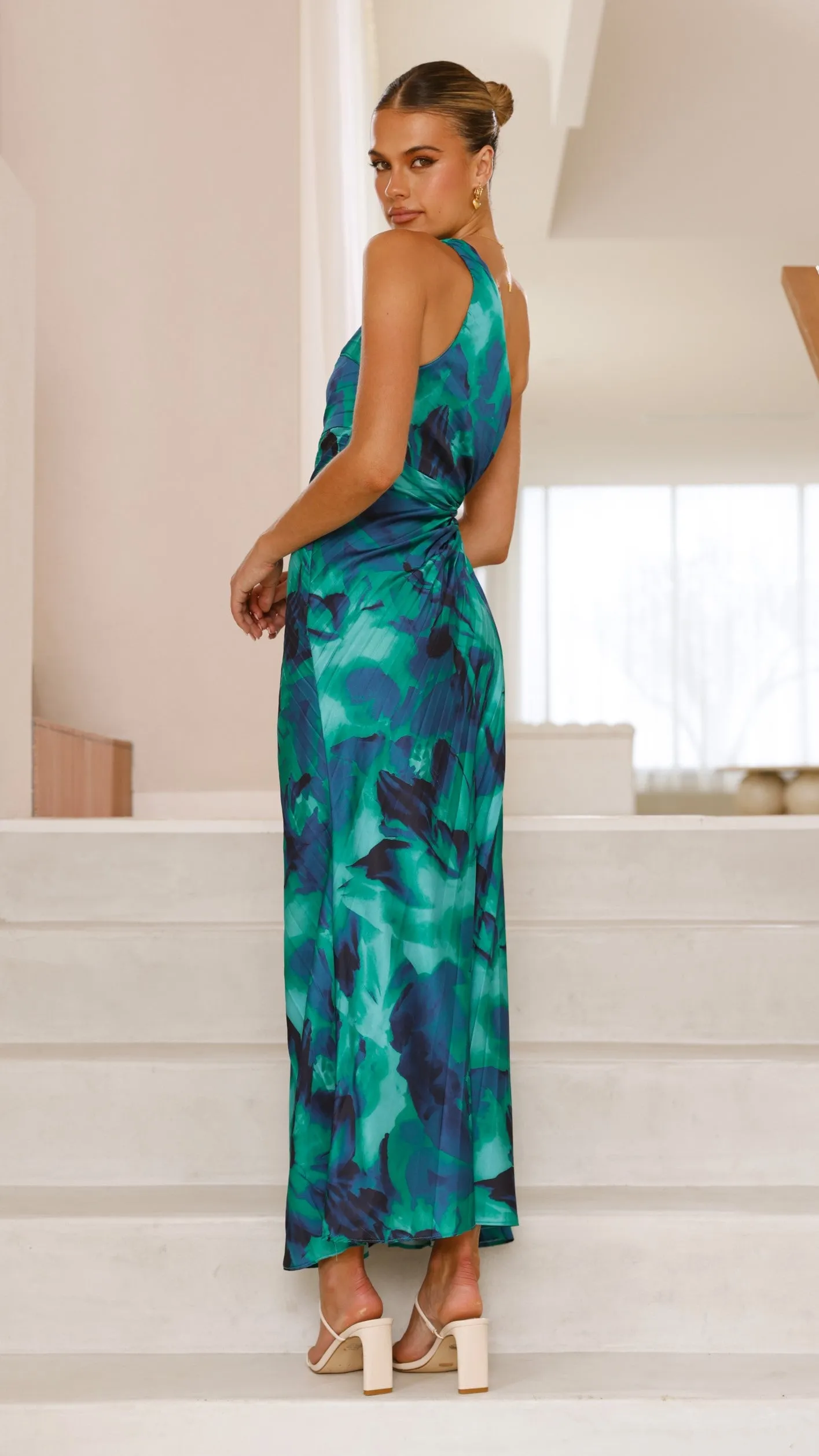 Laken Maxi Dress - Green Print Blue Sky Harbor Light