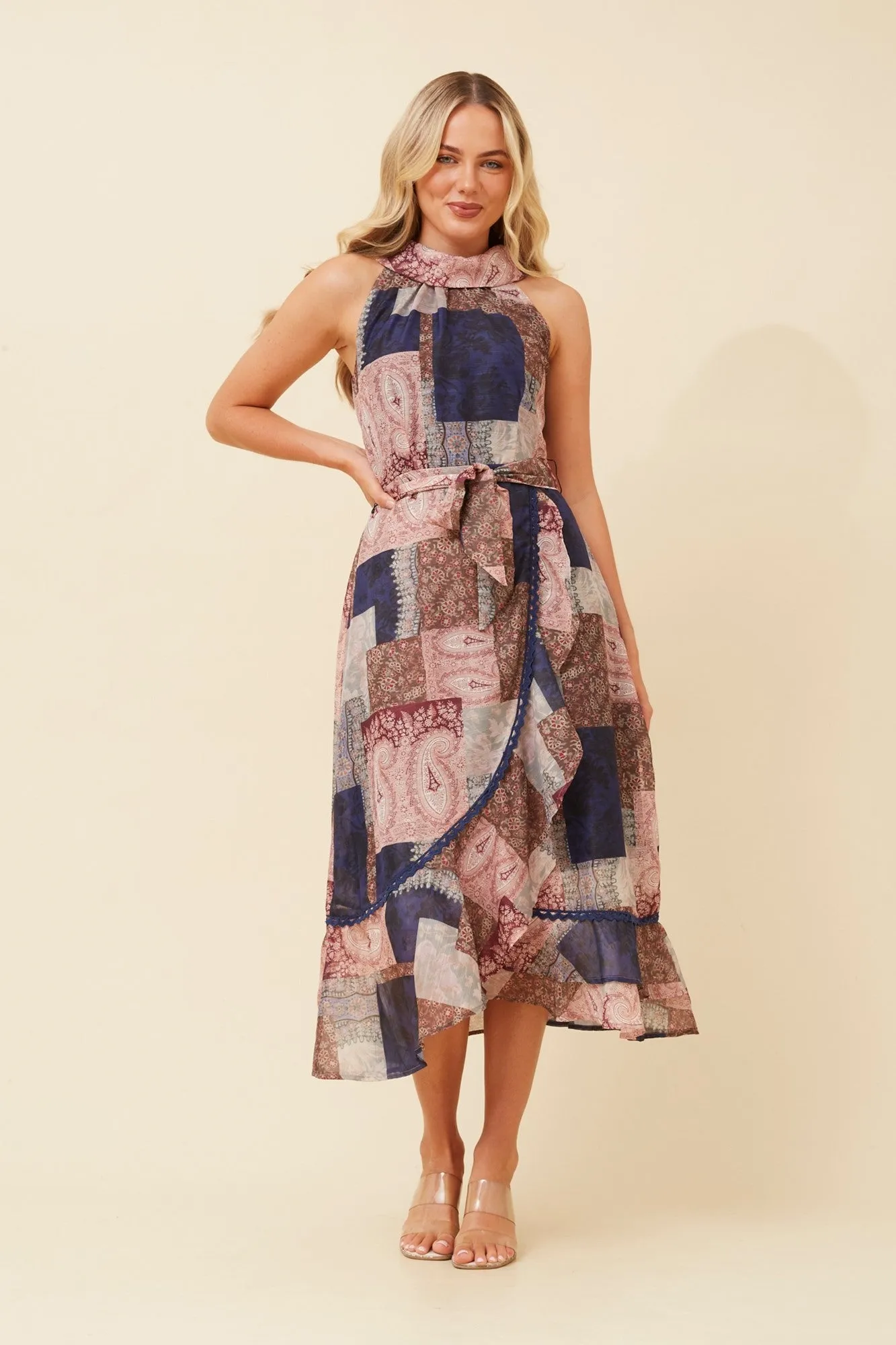 Easy Style Trendy Fit RIO PATCHWORK PRINT MIDI DRESS