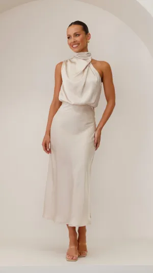 Esther Maxi Dress - Champagne Feather Glow Easy Step