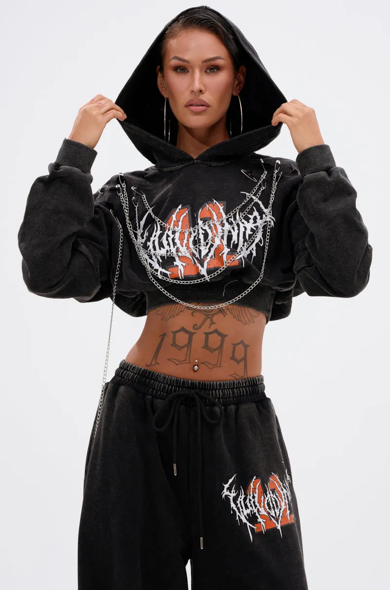LUCKY ELEVEN CHAIN CROP SWEATSHIRT Gym Essential Stretchy Fit