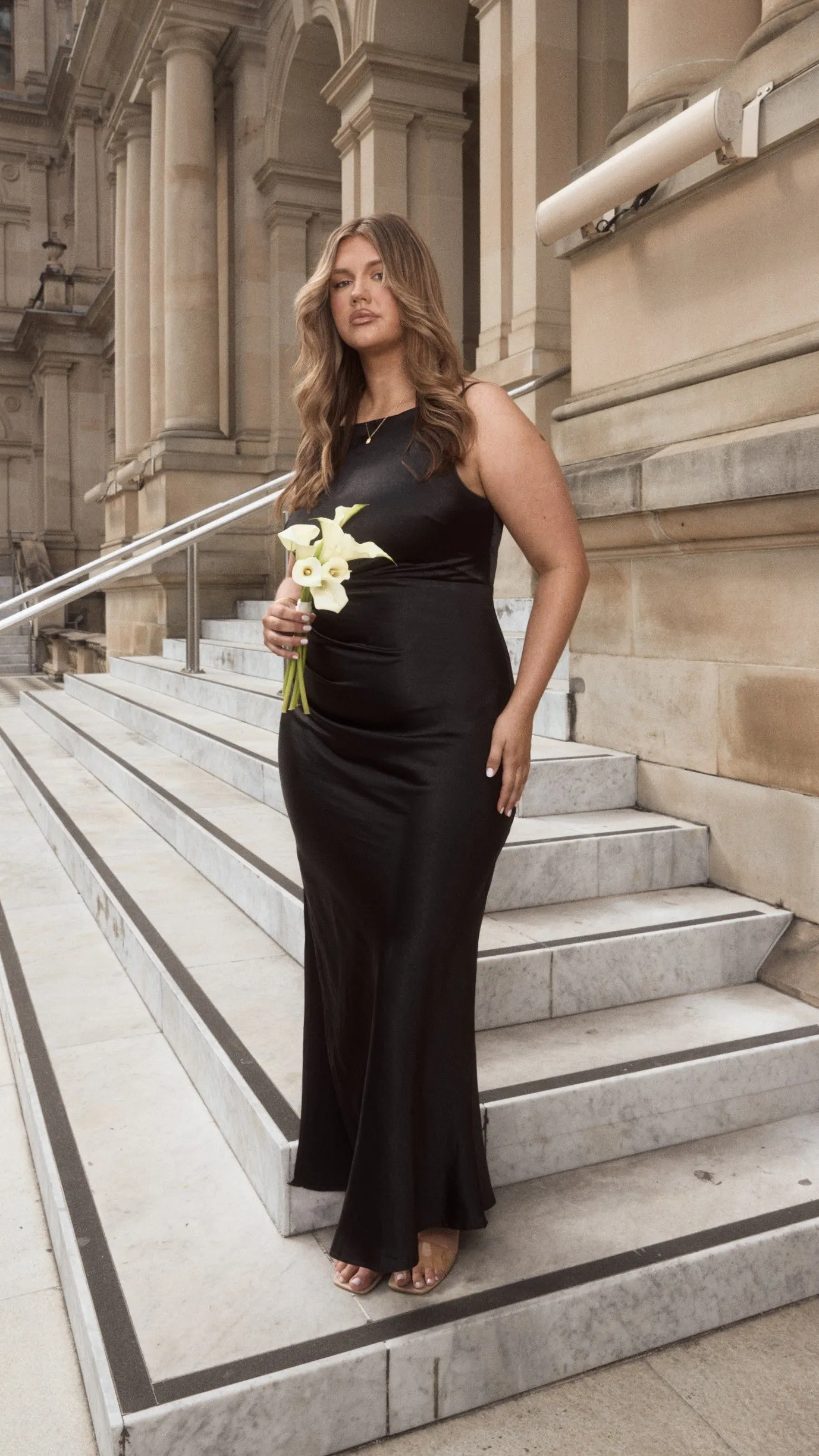 Wave Crest Ava Maxi Dress - Black