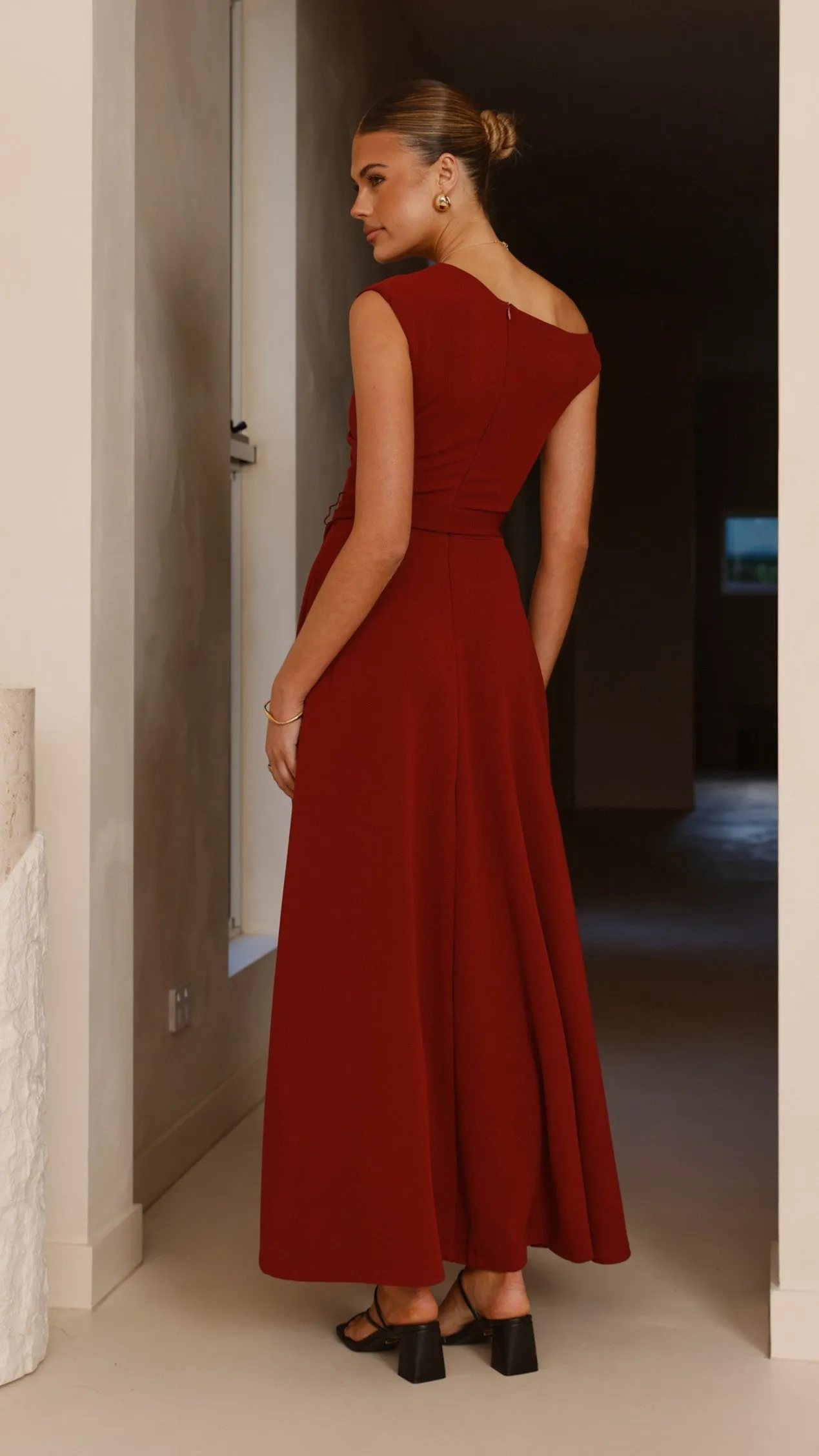 Fur Glow Gemma Maxi Dress - Burgundy