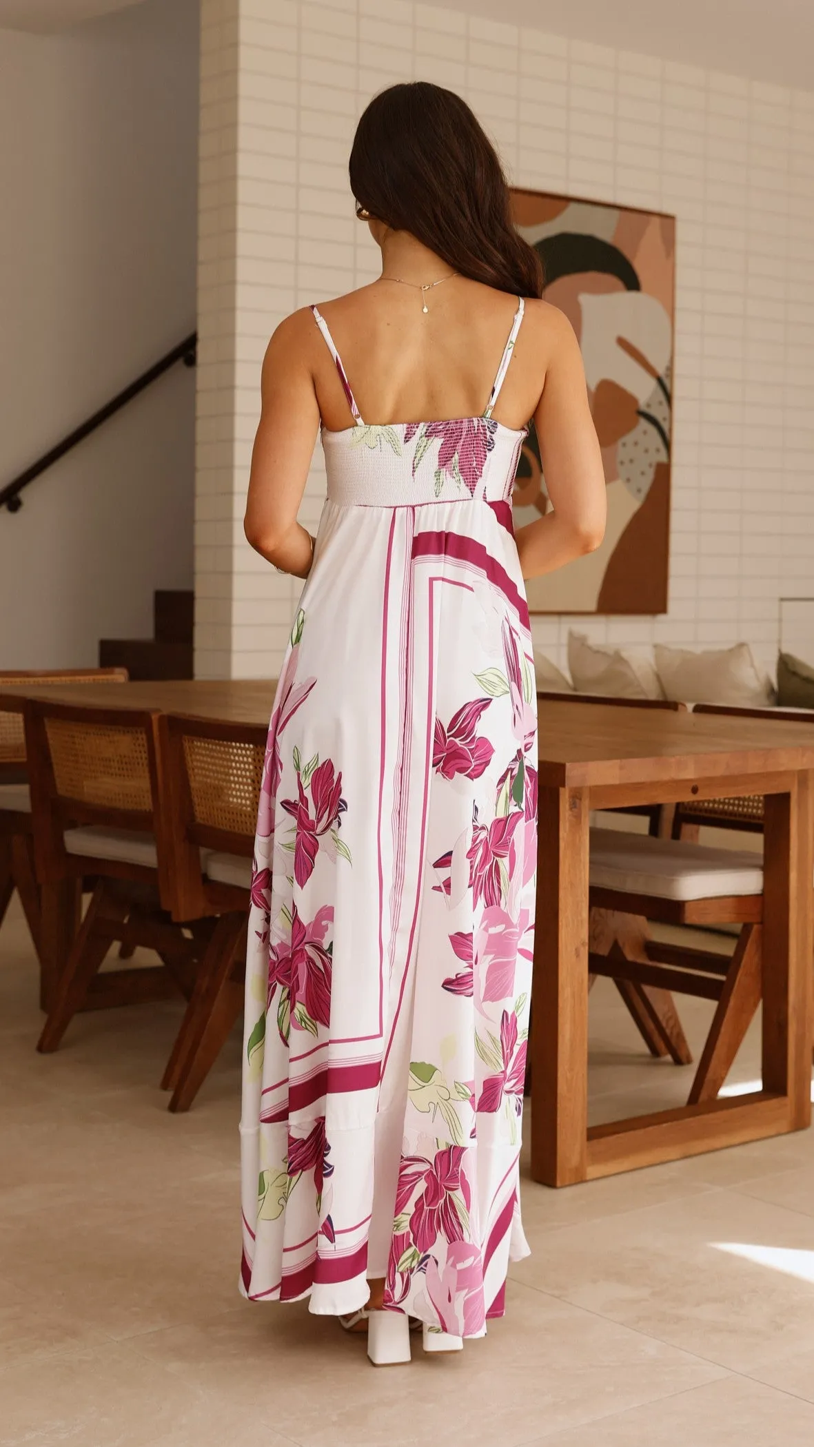 Kaethe Maxi Dress - White/Pink Heart Glow