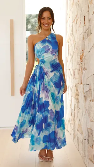 Daylight Warm Layer Glow Laken Maxi Dress - Blue Floral