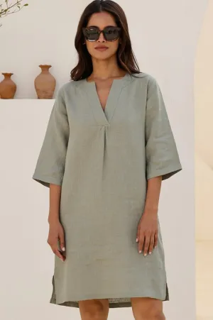 Calvi Linen Dress | Khaki Star Rush