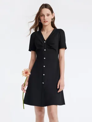 Bold Fashion Charming Fashion Pleated V-neck Gathered Waist Mini Dress