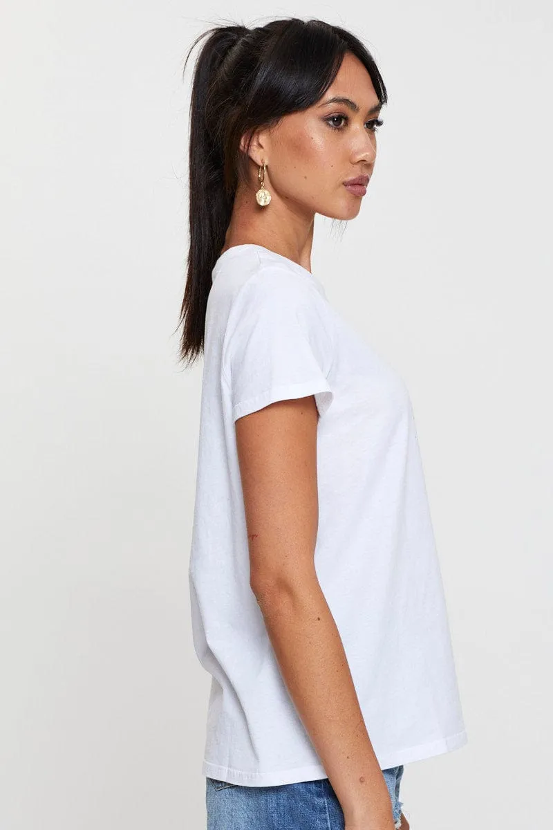 White Graphic T-Shirt Sleeve Length Zoom Proper