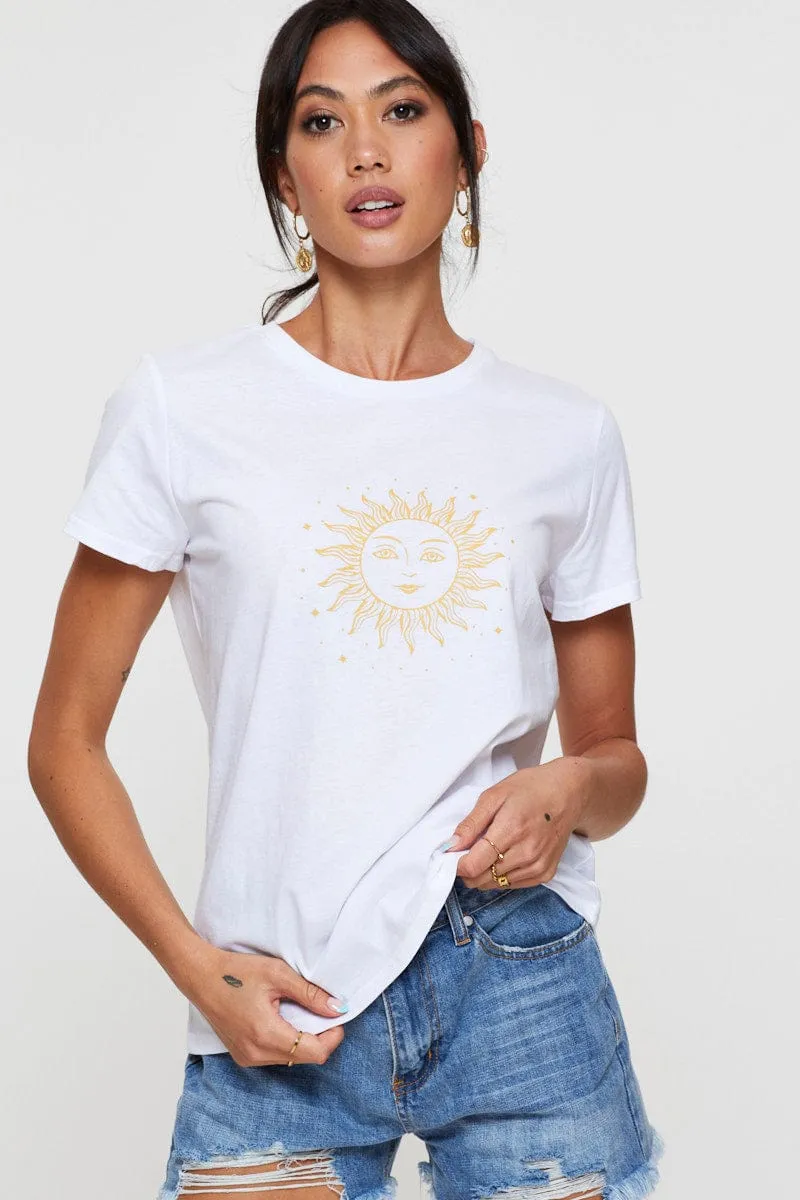 White Graphic T-Shirt Sleeve Length Road Soul UVProtection Coating