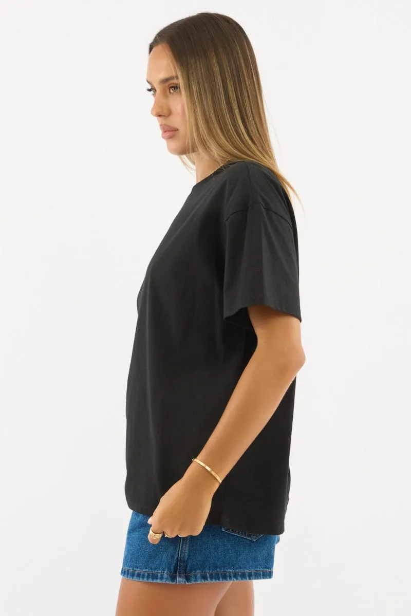 Clear Mind ButterSoftKnit Black Loose Fit T-Shirt