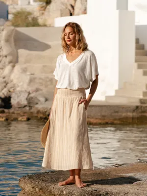 Style Moment Chania Cotton Skirt Sand Stripe