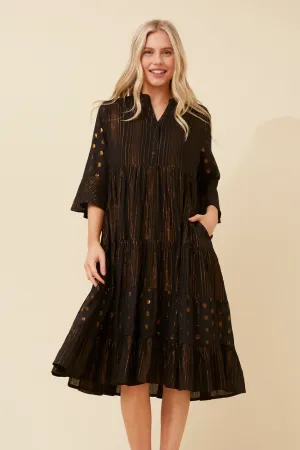 Metro Stop Cozy Elegance TIWI METALLIC TIERED DRESS